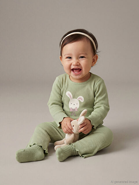 LCW baby Bisiklet Yaka Kız Çocuk Tişört ve Tayt - W5O788Z1-FJY