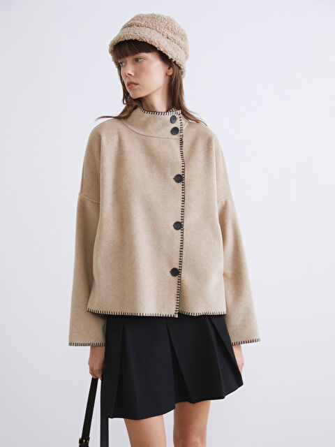 LCW Modest Dik Yaka Kadın Kaşe Ceket - W5O808Z8-HZZ