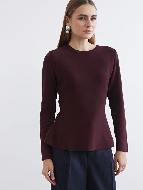 LCWAIKIKI Classic Bisiklet Yaka Peplum Kadın Triko Kazak - W5O812Z8-YHM