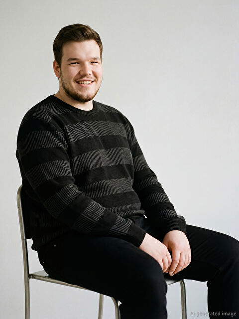 LCWAIKIKI Classic Büyük Beden Bisiklet Yaka Çizgili Erkek Triko Kazak - W5O893Z8-CVL