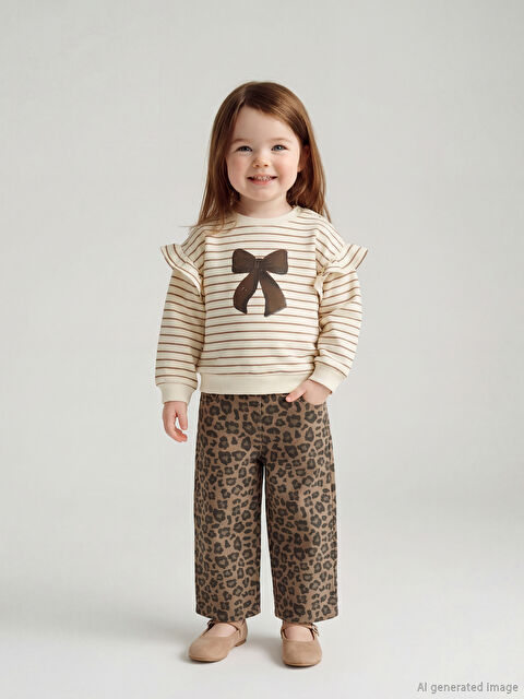 LCW baby Beli Lastikli Leopar Desenli Kız Bebek Pantolon - W5O902Z1-LQX