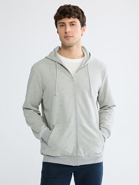 LCWAIKIKI Classic Man GREY Zip-Up Sweatshirt - W5O961Z8-LAL