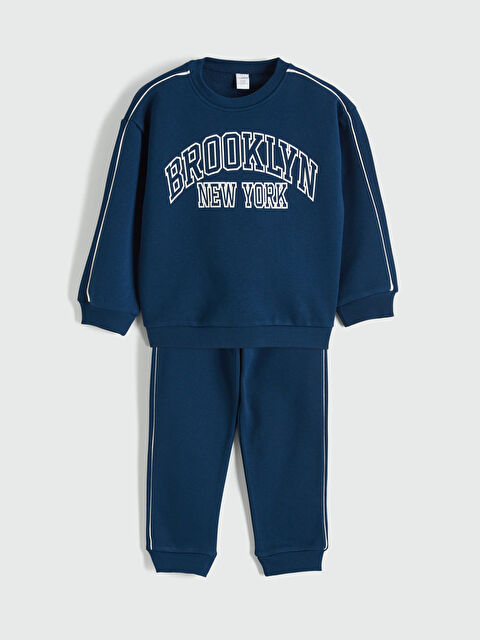 LCW Kids New York Baskılı Erkek Çocuk Kalın Sweatshirt ve Eşofman Altı - W5O978Z1-JC7