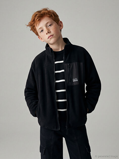 LCW Kids Dik Yaka Erkek Çocuk Fermuarlı Polar Hırka - W5OA47Z4-CVL