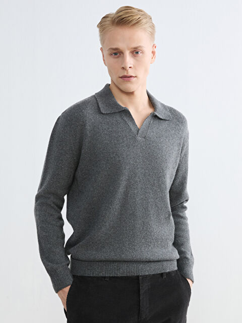 LCW Vision Polo Yaka Yün Karışımlı Erkek Triko Kazak