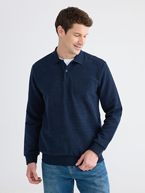 LCWAIKIKI Classic Polo Yaka Erkek Sweatshirt - W5OB47Z8-DWP