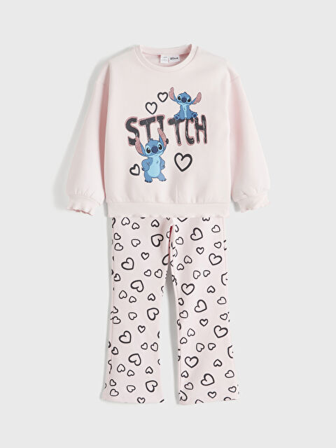LCW Kids Stitch Baskılı Kız Çocuk Sweatshirt ve Tayt - W5OB51Z1-FWW