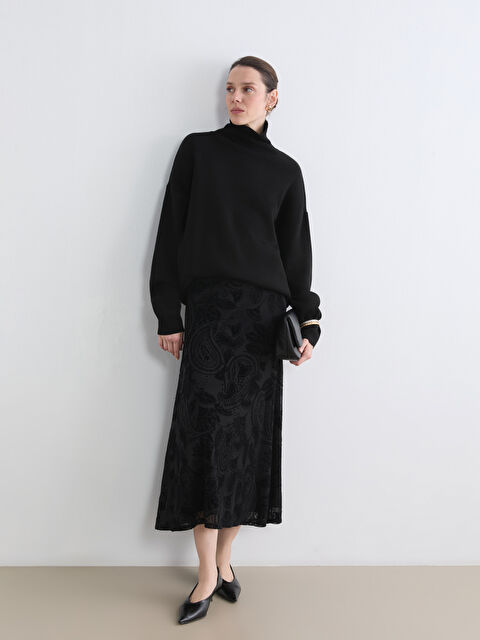 LCW Grace Beli Lastikli Desenli A Kesim Kadife Etek - W5OC02Z8-CVL