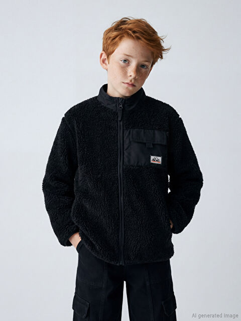 LCW Kids Erkek Çocuk Dik Yaka Fermuarlı Polar Hırka - W5OC44Z4-R4W