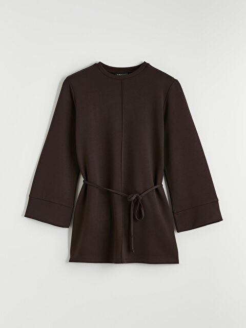 LCW Modest Bisiklet Yaka Kuşaklı Kadın Sweatshirt Tunik - W5OD16Z8-HMK