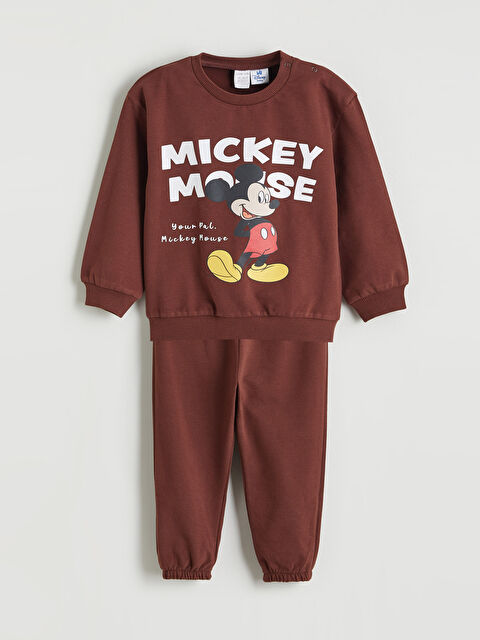 LCW baby Mickey Mouse Baskılı Erkek Bebek Sweatshirt ve Eşofman Altı - W5OD88Z1-HMZ