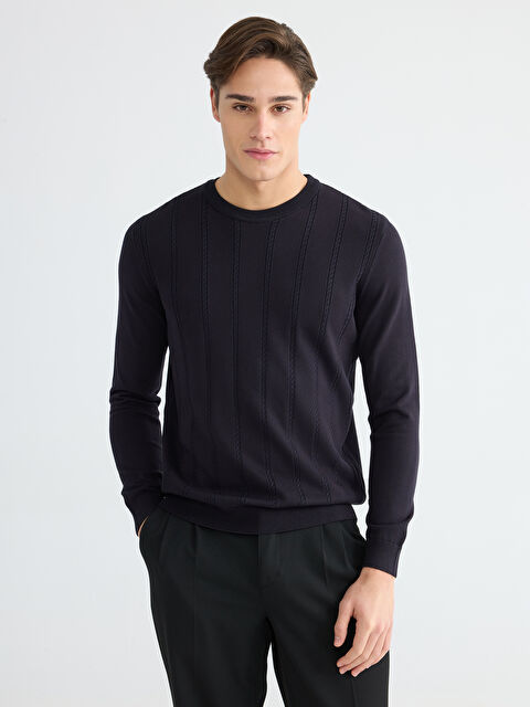 LCWAIKIKI Classic Standart Kalıp Triko Erkek Dokulu Kazak - W5OE64Z8-RFH