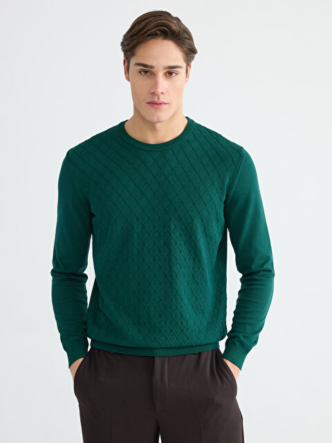 LCWAIKIKI Classic Bisiklet Yaka Baklava Desenli Triko Erkek Kazak - W5OE65Z8-JRU