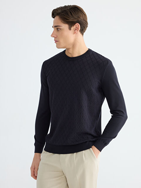 LCWAIKIKI Classic Bisiklet Yaka Baklava Desenli Triko Erkek Kazak - W5OE65Z8-RFH