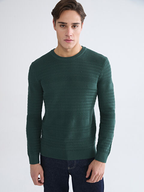 LCWAIKIKI Classic Muški Trikotažni Džemper Okruglog İzreza Dugih Rukava - W5OE66Z8-21D