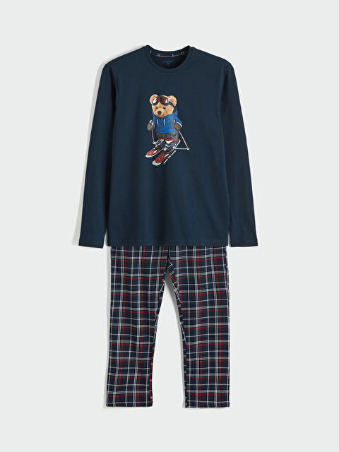 LC WAIKIKI Bisiklet Yaka Ayı Teddy Baskılı Erkek Pijama Takım - W5OE76Z8-LSJ