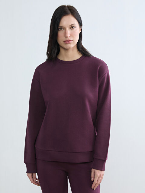 LCWAIKIKI Basic Bisiklet Yaka Kadın Kalın Sweatshirt - W5OE88Z8-HQT