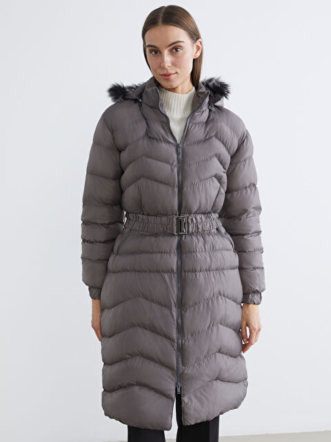 LCW ECO Kürk Kapüşonlu Kapitone Kadın Şişme Mont - W5OE96Z8-1OF