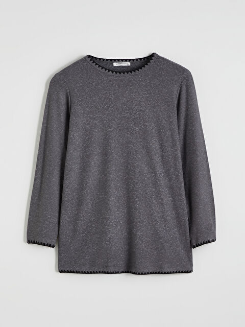 LCW Grace Bisiklet Yaka Nakışlı Bluz - W5OF10Z8-DCR