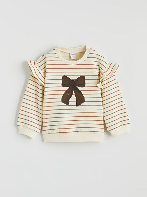 LCW baby Bisiklet Yaka Baskılı Kız Bebek Sweatshirt - W5OF82Z1-LFD