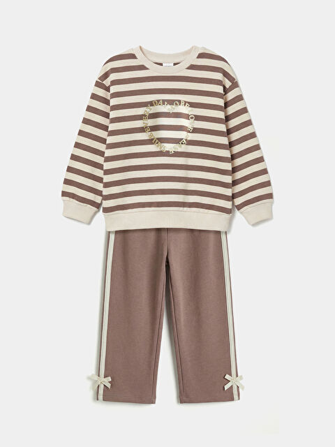 LCW baby Baskılı Kız Bebek Sweatshirt ve Eşofman Altı - W5OF88Z1-LRB