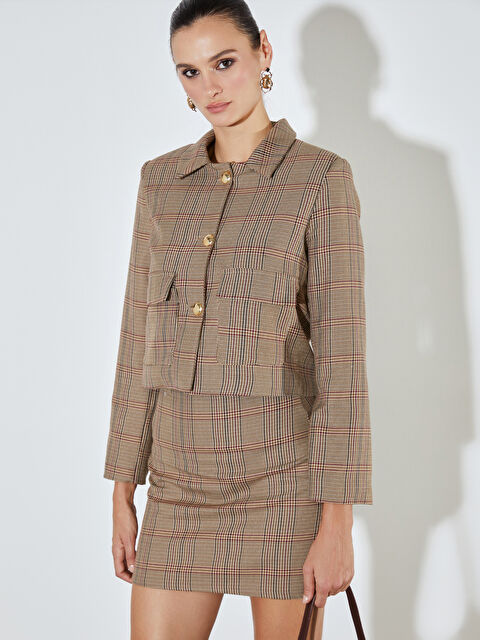 Soulife Gömlek Yaka Ekose Kadın Ceket - W5OG31Z8-HZZ