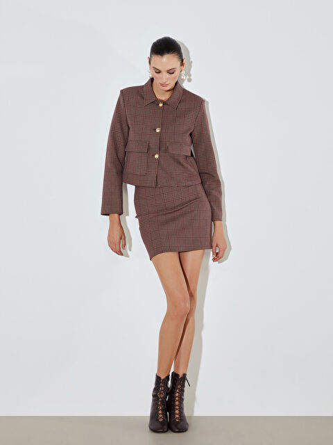 Soulife Dar Fit Ekose Mini Etek - W5OG32Z8-CZF