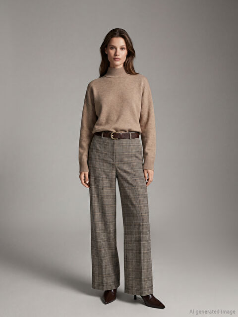 LCW Vision Standart Fit Ekose Kadın Pantolon - W5OG83Z8-LKQ