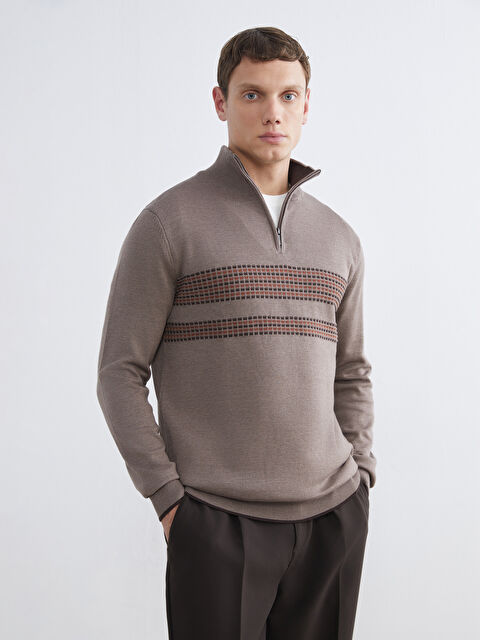 LCWAIKIKI Classic Dik Yaka Çizgili Erkek Triko Kazak - W5OH79Z8-D7V