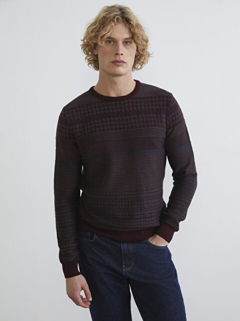 XSIDE Bisiklet Yaka Çizgili Erkek Triko Kazak - W5OH81Z8-CVV