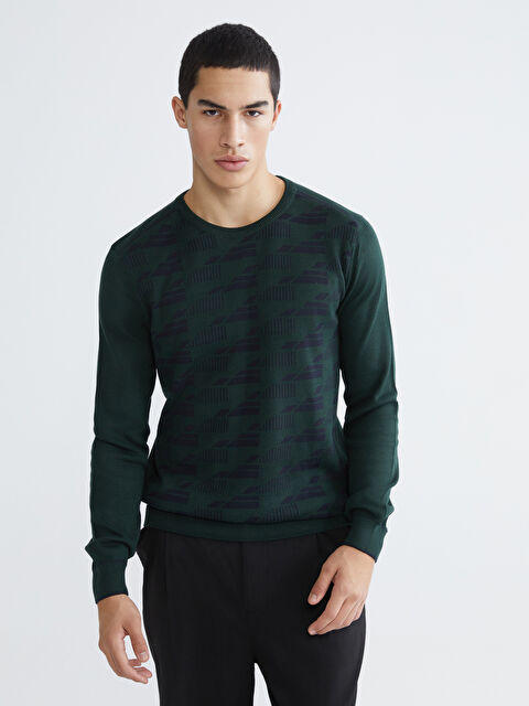 XSIDE Bisiklet Yaka Desenli Erkek Triko Kazak - W5OH84Z8-LZ0