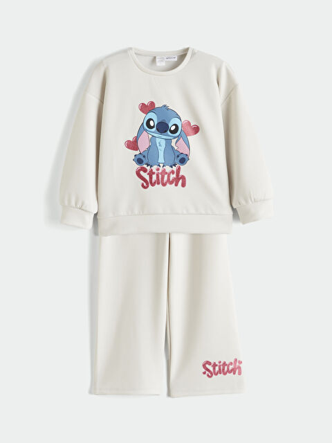 LCW Kids Stitch Baskılı Kız Çocuk Sweatshirt ve Eşofman Alt - W5OI21Z1-1D3