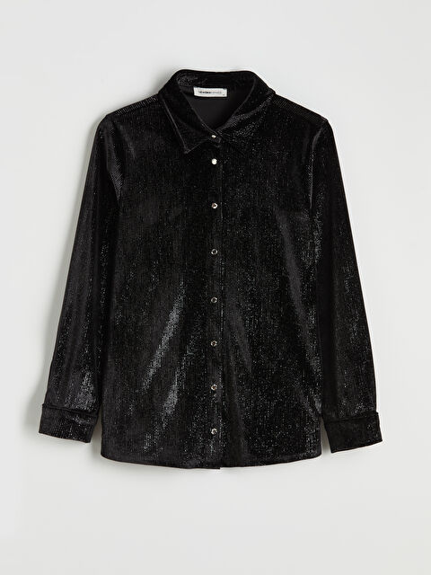LCW Grace Parlak Görünümlü Kadın Kadife Gömlek - W5OI28Z8-CVL