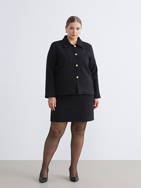 Soulife Büyük Beden Dar Fit Tüvit Mini Etek	 - W5OJ17Z8-CVL