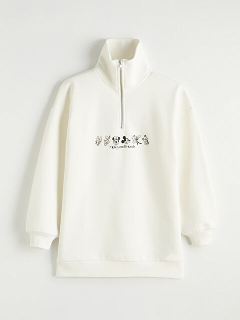 LCW Modest Mickey Mouse Baskılı Kadın Kalın Sweatshirt Tunik - W5OJ19Z8-R9J