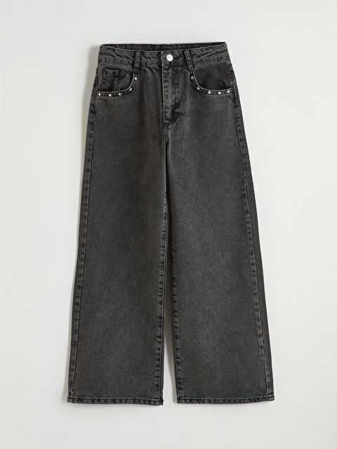 LCW Kids Wideleg Taşlı Kız Çocuk Jean Pantolon - W5OJ56Z4-SHP