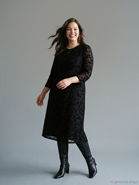 LCW Grace Bisiklet Yaka Çiçekli Elbise - W5OJ61Z8-CVL