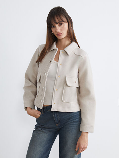 LCW Vision Gömlek Yaka Kadın Kaşe Ceket - W5OJ62Z8-CTL