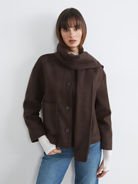 LCW Vision Yün Karışımlı Atkılı Kadın Kaşe Ceket - W5OJ68Z8-DJ7