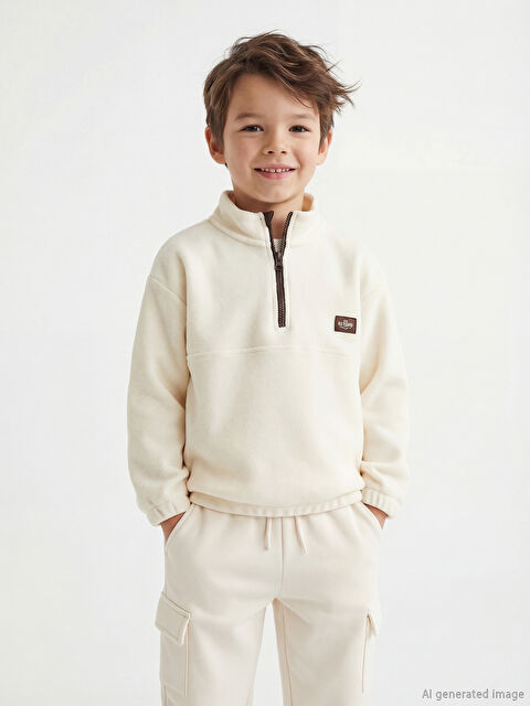 LCW Kids Dik Yaka Polar Erkek Çocuk Sweatshirt - W5OJ78Z1-QVK