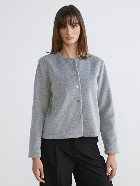 Soulife Bisiklet Yaka Kadın Kaşe Ceket - W5OJ82Z8-CT3