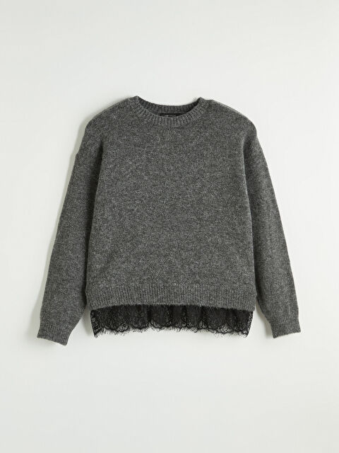 LCW Vision Bisiklet Yaka Dantel Detaylı Kadın Triko Kazak	 - W5OJ83Z8-L8N