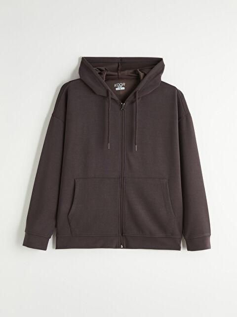 KOOR SPORT Kapüşonlu Soft Touch Kadın Fermuarlı Sweatshirt - W5OK05Z8-HNM