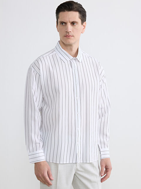 LCW Vision Regular Fit Çizgili Erkek Gömlek - W5OL09Z8-Q6K