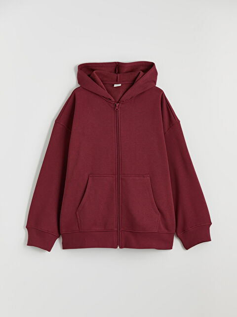 LCW Kids Kapüşonlu Kız Çocuk Kalın Fermuarlı Sweatshirt - W5OL35Z4-HRM