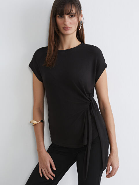 Soulife Bisiklet Yaka Büzgülü Bluz - W5OM18Z8-CVL