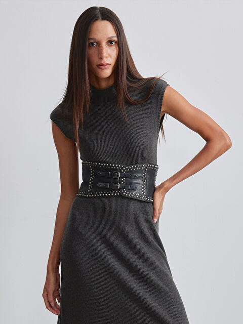 LCW Vision Dik Yaka Belden Oturtmalı Elbise - W5OM63Z8-CTH