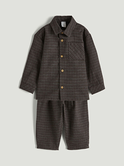 LCW baby Kareli Poplin Erkek Bebek Gömlek ve Pantolon - W5OM77Z1-LLL