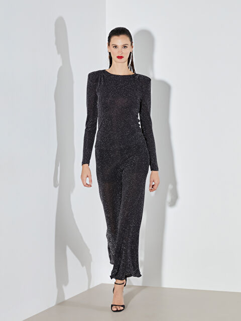 Soulife Yüksek Bel İspanyol Paça Simli Kadın Pantolon - W5OM91Z8-J2F