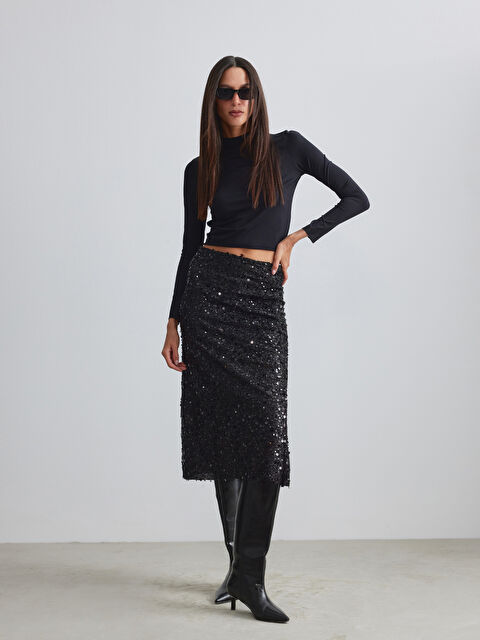 LCW Vision Dar Fit Payetli Etek - W5OM93Z8-CVL